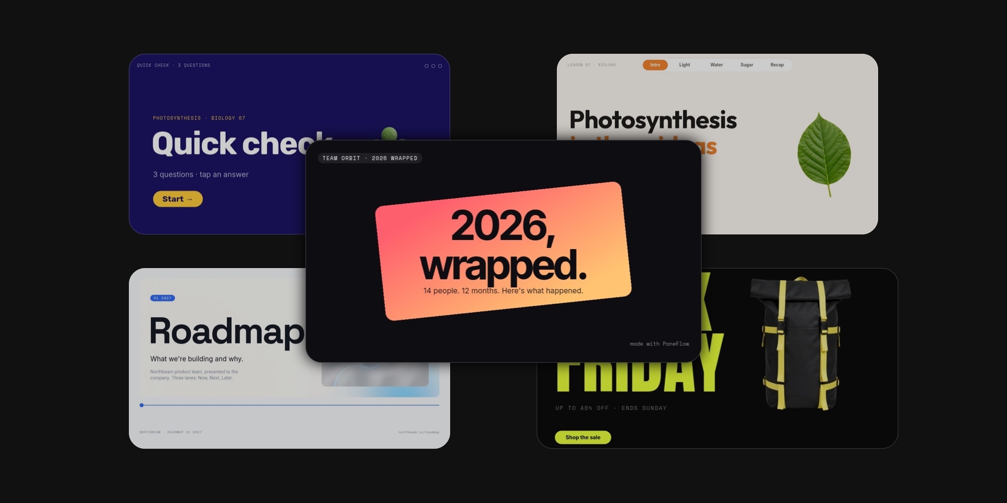 21 New PaneFlow Templates: Q4 Campaigns, Work Decks, and Vertical Stories