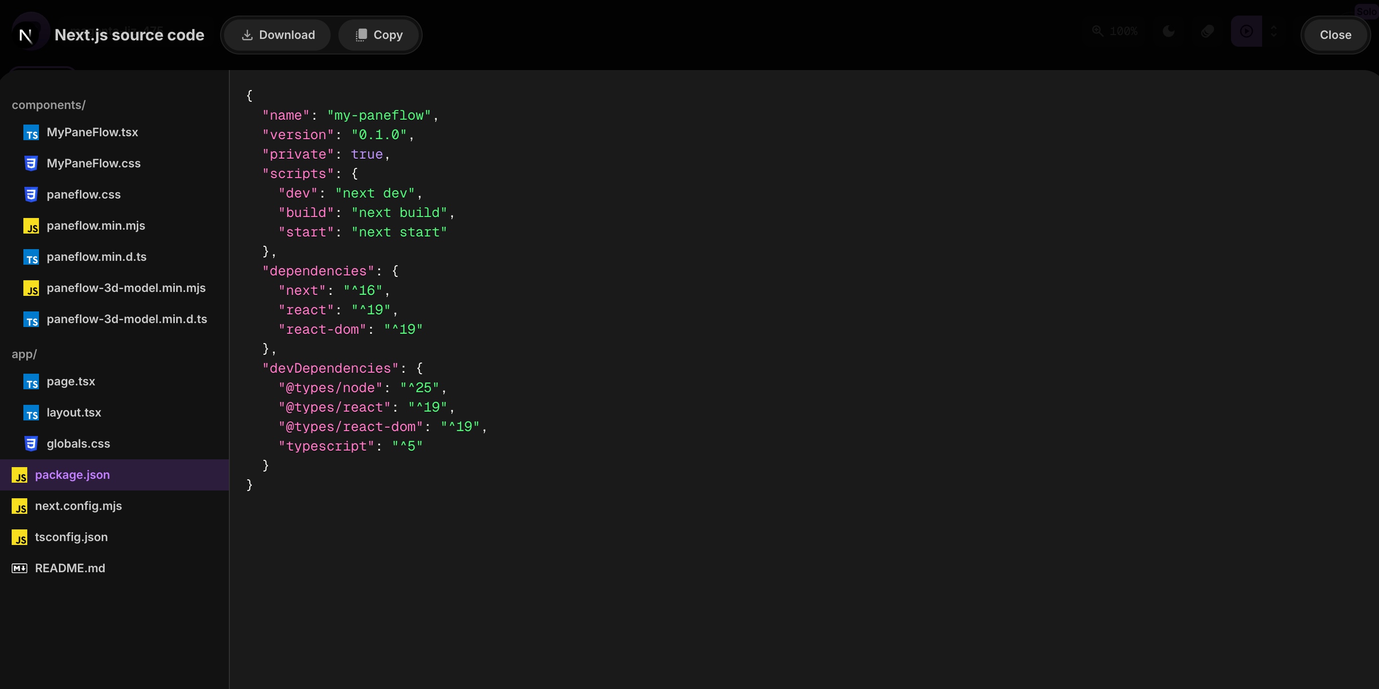 Next.js source code viewer