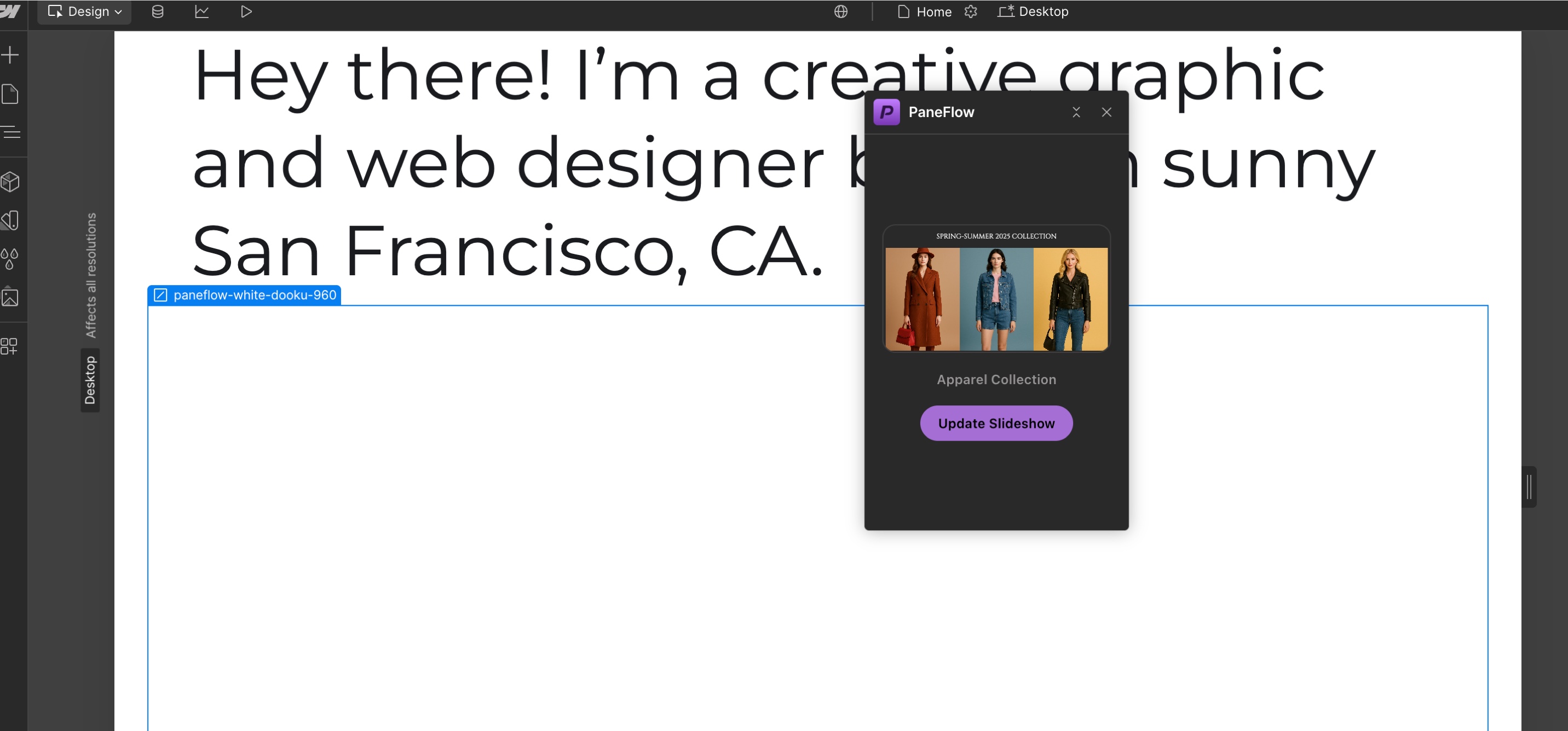 PaneFlow Webflow Connect