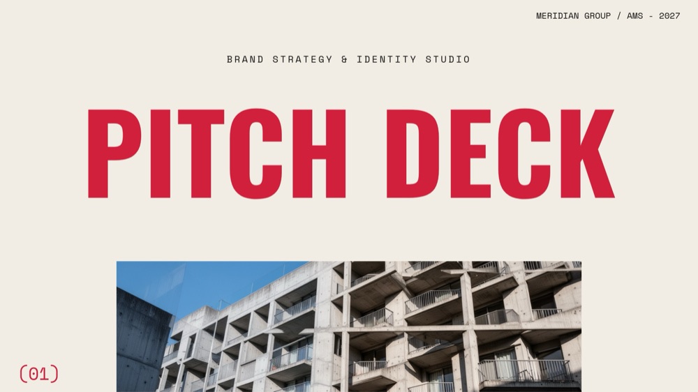 Agency Pitch - Brutalist Crimson Template - pane 1