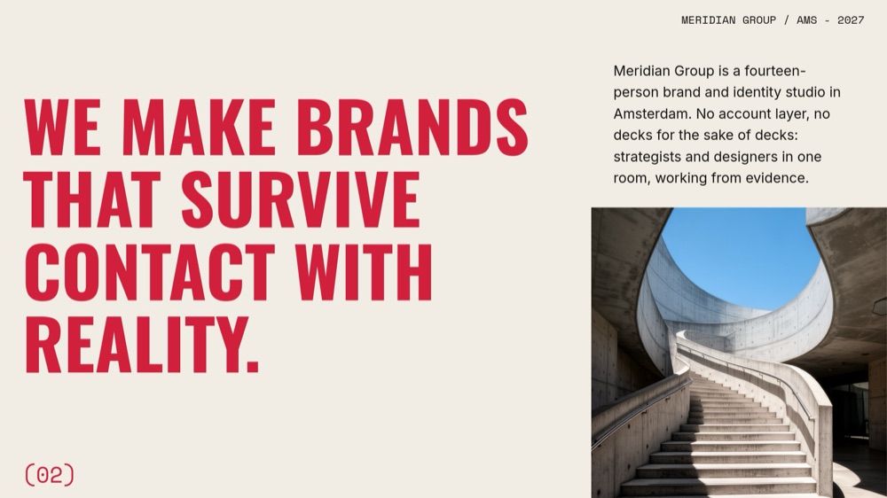 Agency Pitch - Brutalist Crimson Template - pane 2