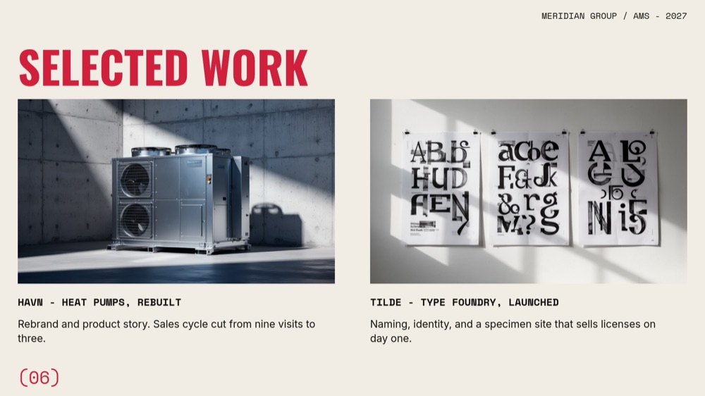 Agency Pitch - Brutalist Crimson Template - pane 6