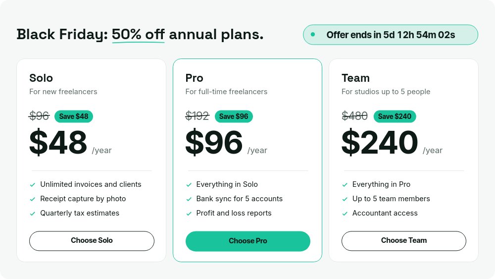 Black Friday SaaS Deal - Annual Pricing Template - pane 2