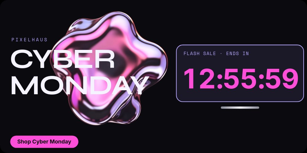Cyber Monday Hero - Y2K Chrome Template - pane 1