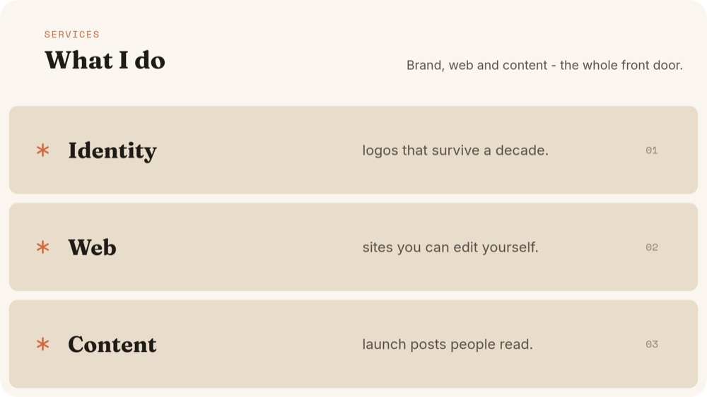 Freelancer One-Pager - Warm Editorial Template - pane 2
