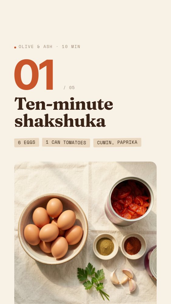 Recipe Story - Five Steps Template - pane 1