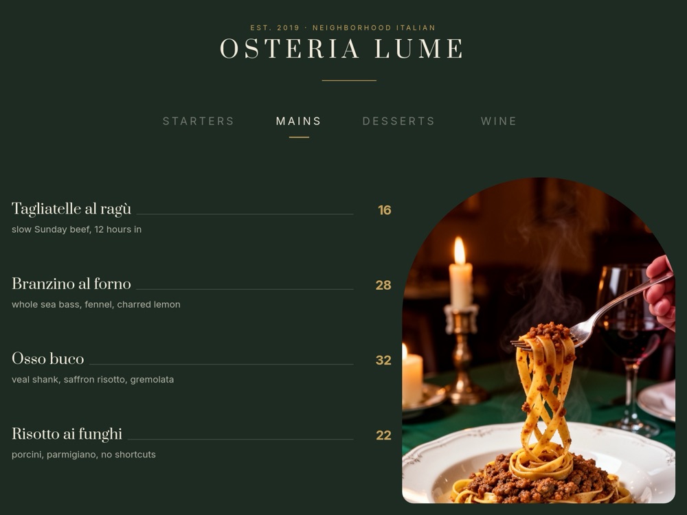 Restaurant Menu Tabs Template - pane 3