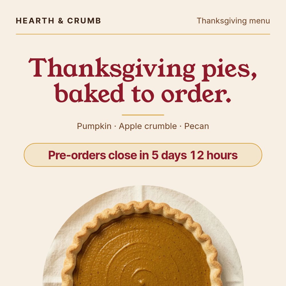 Thanksgiving Pre-Orders - Bakery Square Template - pane 1